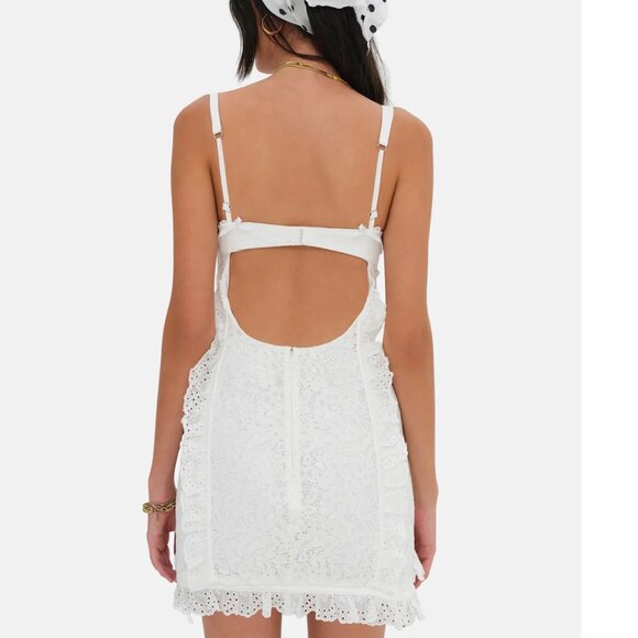 NWOT FOR LOVE AND LEMONS MANDY WHITE LACE-UP MINI DRESS SIZE S - Picture 2 of 6